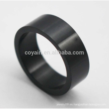 Baratos redonda en forma de anillos de acero inoxidable clásico negro para los hombres